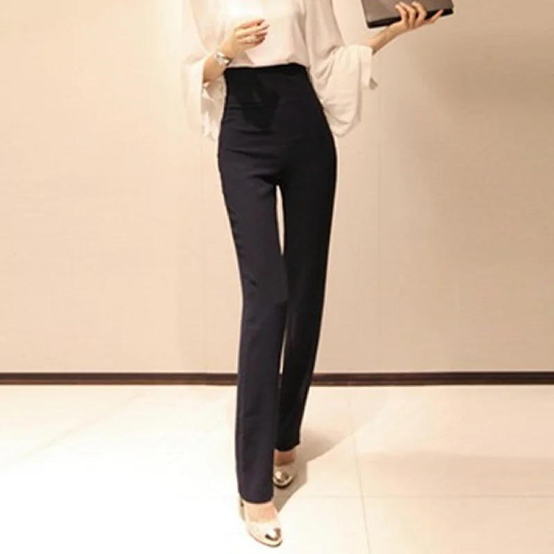 

High Waist Pants Women Clothing 2020 Thin Skinny Zipper Straight Trousers Office Lady Casual Pants TA9717