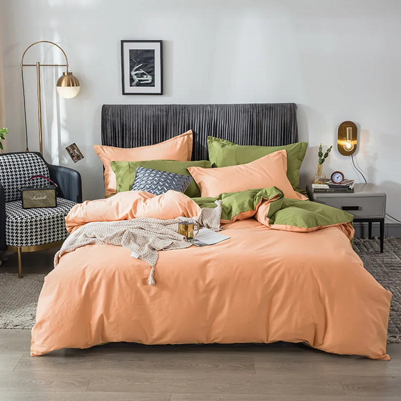 

ELKA Korea Style Solid Color Duvet Cover Bedding Set Queen Bed Sheets and Pillowcases Comforter Bedding Sets Oceania