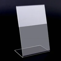 new 10pcslot high quality clear 6x9cm l shape acrylic table sign price tag label display paper promotion card holder stand