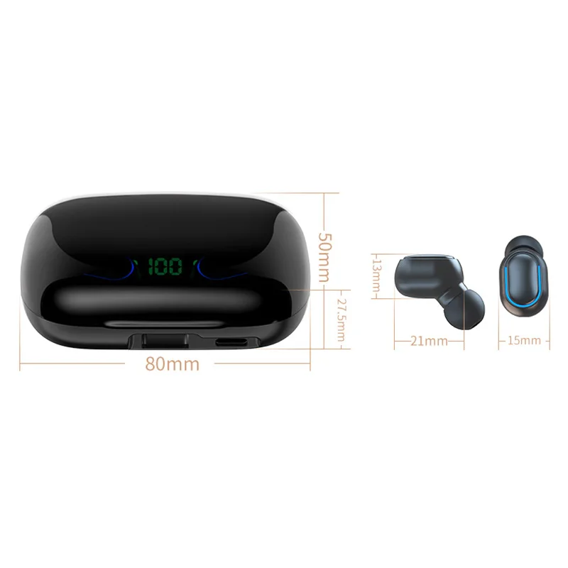 Tws Bluetooth-совместимые наушники 5 0 беспроводная гарнитура 1200 мАч зарядный чехол
