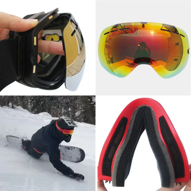 Ski Goggles with Magnetic Double Layers Lens Skiing Anti-fog UV400 Snowboard for Man Women Glasses Eyewear | Спорт и развлечения