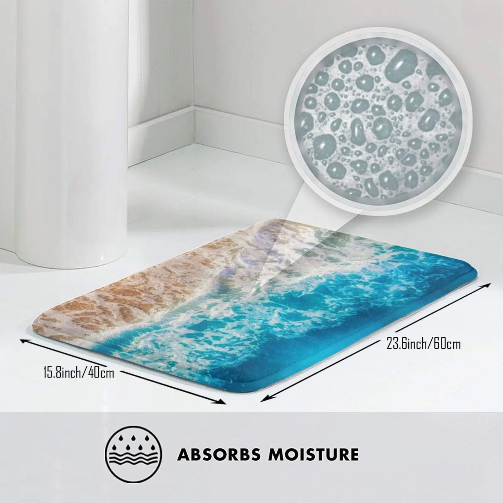 Мягкий Нескользящий Коврик с изображением морских волн и 1458 | Дом сад