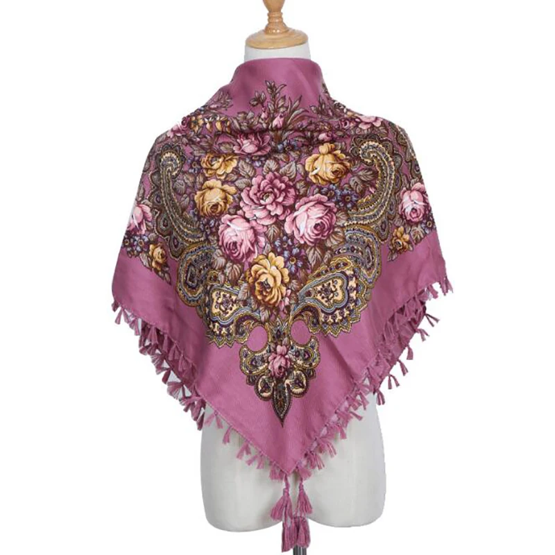 

Fashion Scarf Women Large Shawls Floral Print Stoles Triangle Bandana Luxury Brand Kerchief Scarves Female