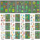 Светящийся робот, веселые Мультяшные наклейки, временная татуировка на лицо, руки, ножки для детей, художественное украшение
