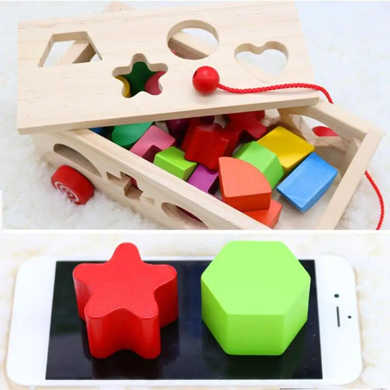 

Kids Wooden Building Blocks Baby Cognitive Sorter Matching Wood Box Children Early Eductional Toy Intelligence Tangram