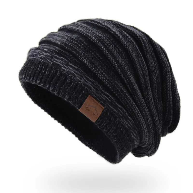

New Unisex Letter Beanie Hat Leisure Add Fur Lined Winter Hats For Men Women Keep Warm Knitted Hat Fashion Solid Ski Bonnet Cap