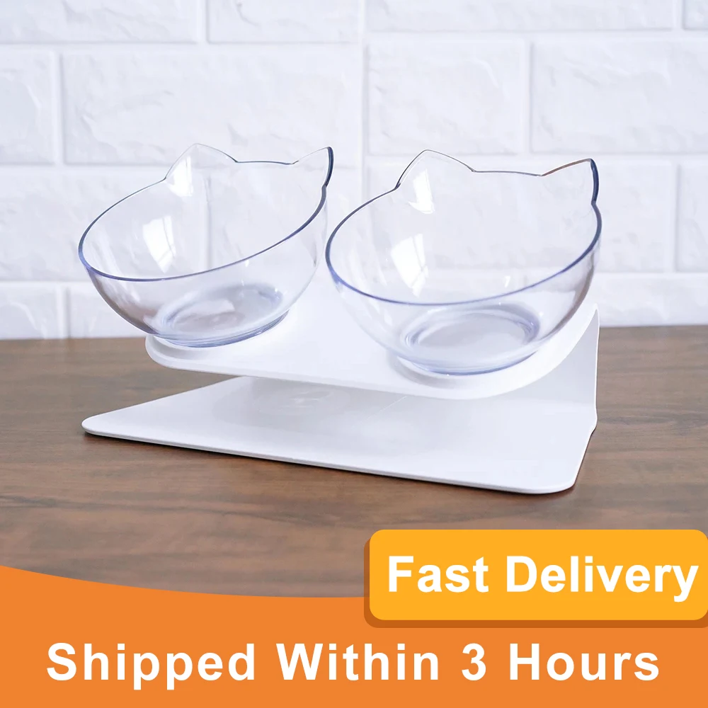 

Non-slip Cat Bowls Double Bowls With Raised Stand Pet Food & Water Bowls For Cats Feeders Pet Products Cat Bowl Fast Delivery