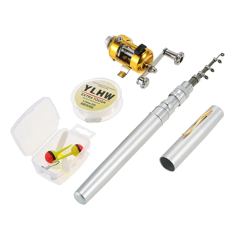 Hot Fishing Rod Reel Combo Set Mini Telescopic Portable Pocket Pen Pole 25M Line Baits Jig Ho | Спорт и развлечения
