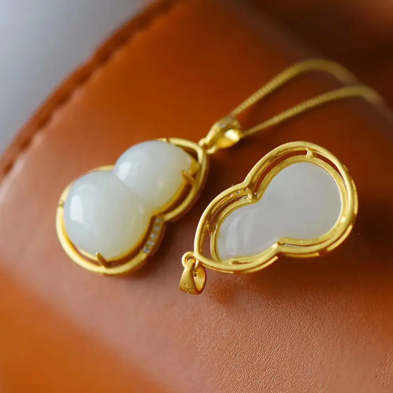 

Кольцо из натурального белого халцедона с кулоном тыква в китайском ретро-стиле, инкрустированное серебром 925 пробы, очаровательные женски...