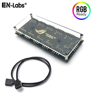 Разветвитель концентратора RGB, 12 В, 4-контактный, 10 портов, с чехлом из ПММА, адаптер ASUS AURA SYNC RGB для светодиодной ленты GIGABYTE MSI ASRock RGB, вентиляторов