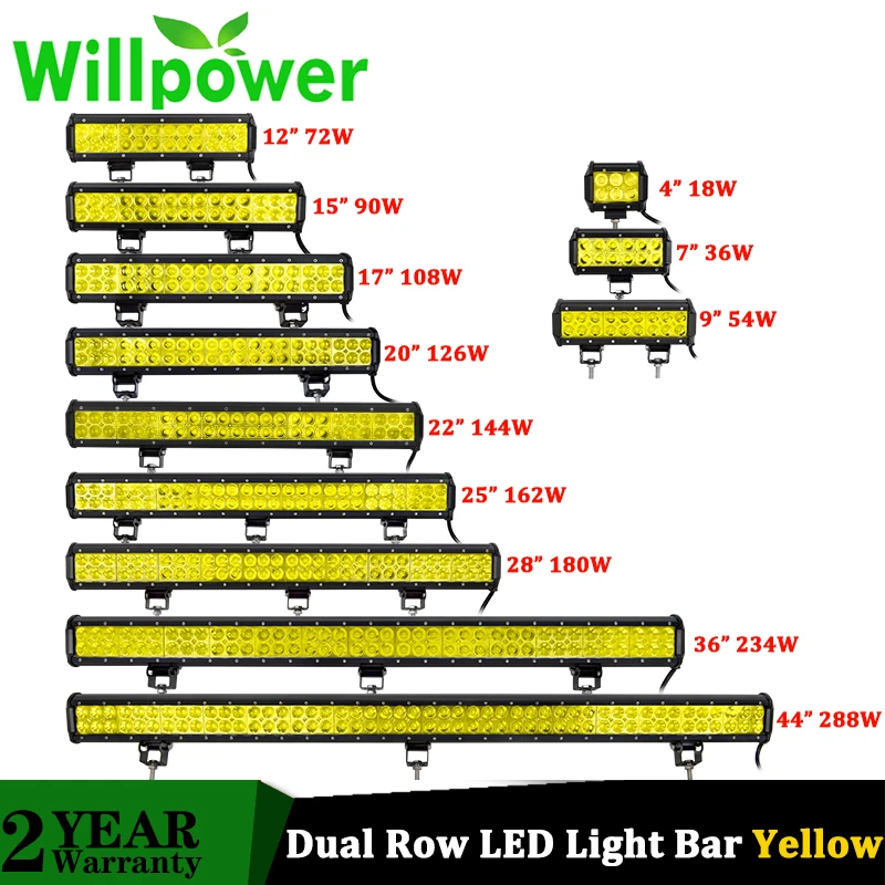 Светодиодный фонарь Willpower противотуманная фара желтого цвета 20 дюймов 126 Вт 12 22