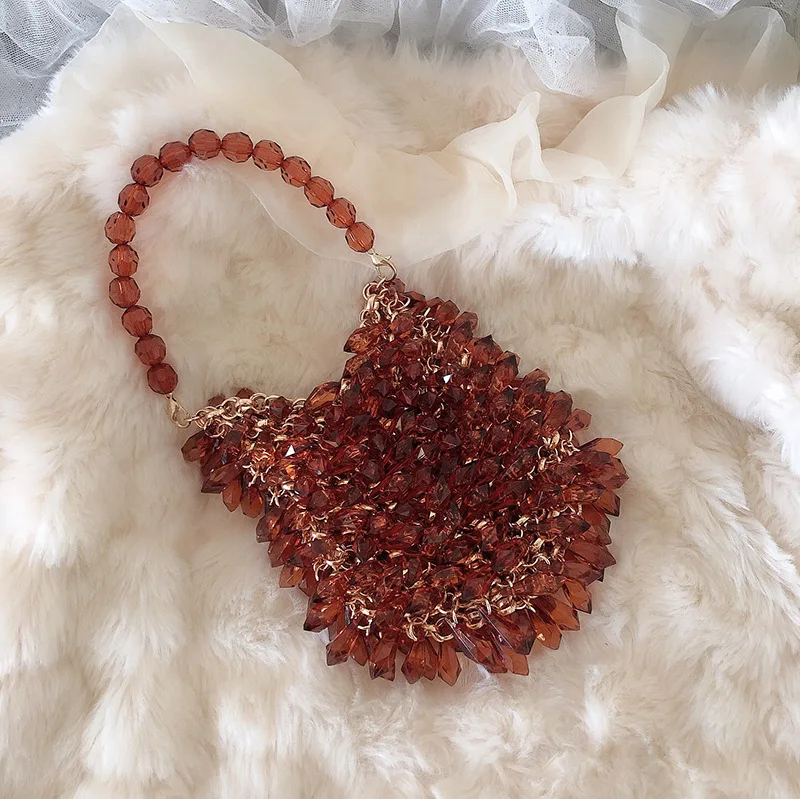 Женская летняя сумка мессенджер ручной работы с бусинами и кристаллами|Сумки