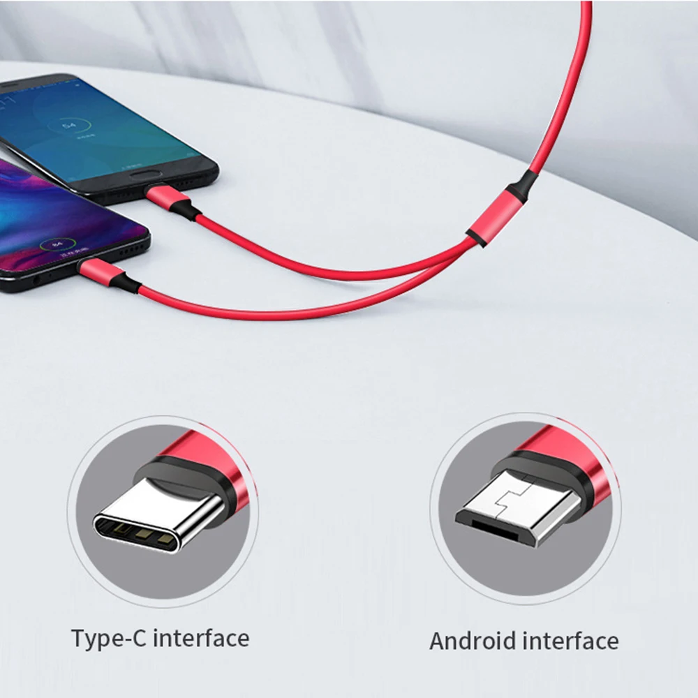 2 в 1 кабель Micro USB Type C для быстрой зарядки и передачи данных Huawei P20 P30 Mate Samsung S9 S10 +