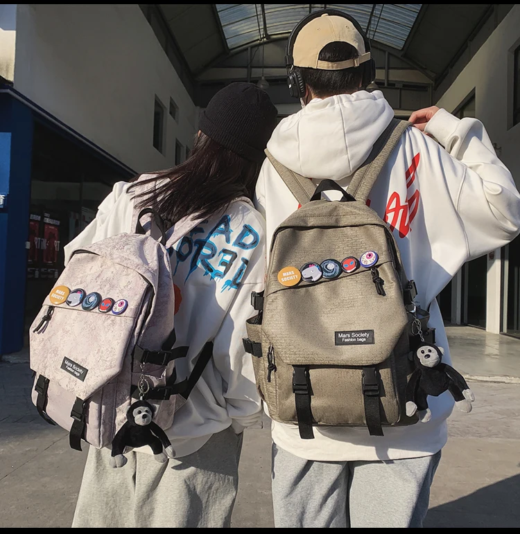 

BB984 Large-capacity college student backpack tide brand tooling style street personality travel backpack women