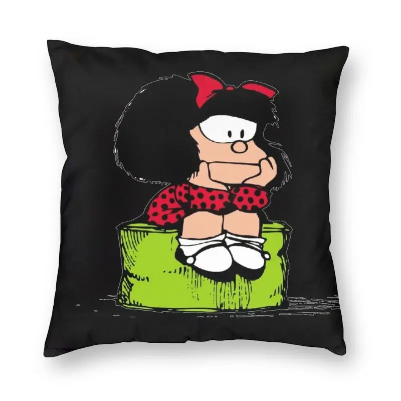 

Чехол для подушки Mafalda на заказ, декоративный двухсторонний чехол с 3D рисунком, для дивана с изображением мышц и квадратов, с мультяшным рисунком