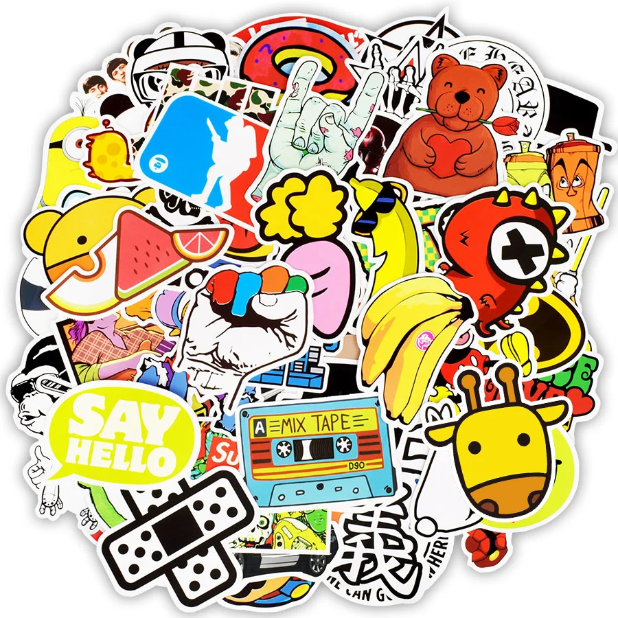 100 штук случайный смешанный Стикеры с героями мультфильмов в стиле панк граффити