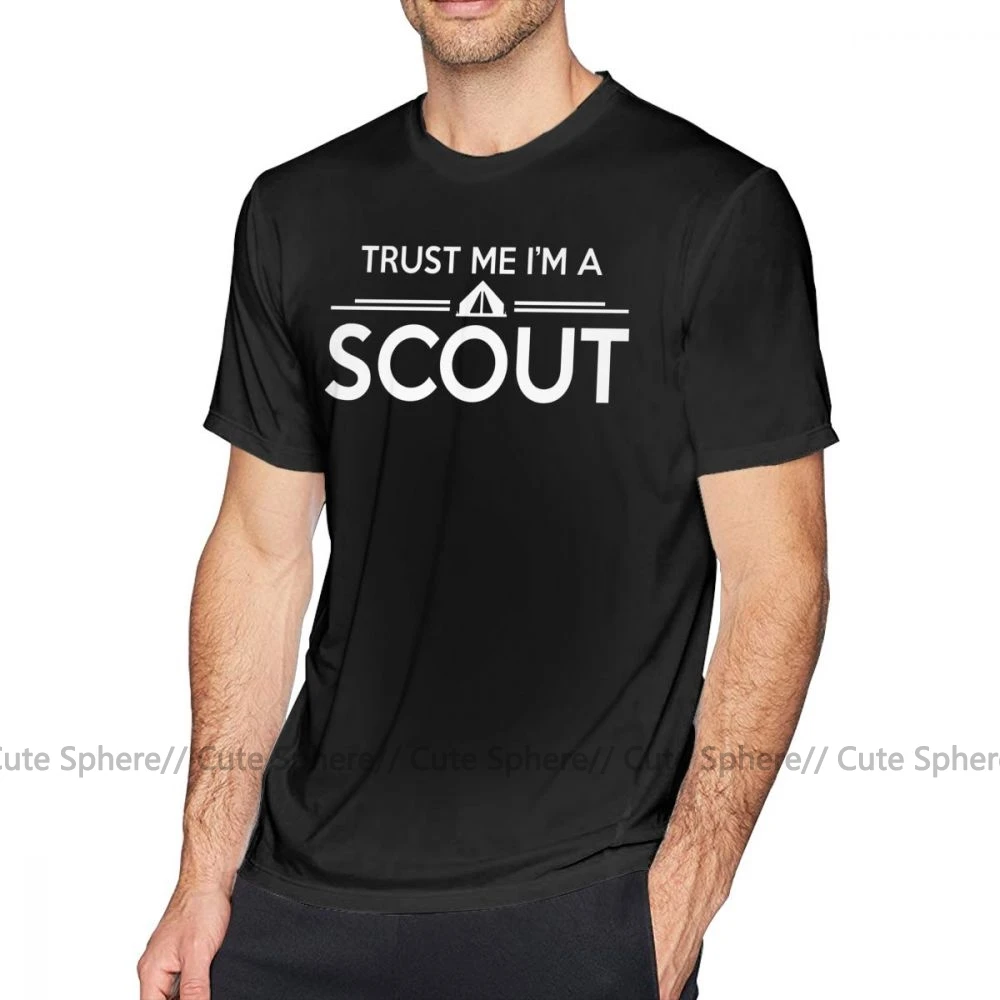 Футболка для бойскаута, Trust Me I M A Scout, Мужская футболка с принтом, большие размеры, потрясающая Пляжная футболка из 100 хлопка - Цвет: Black