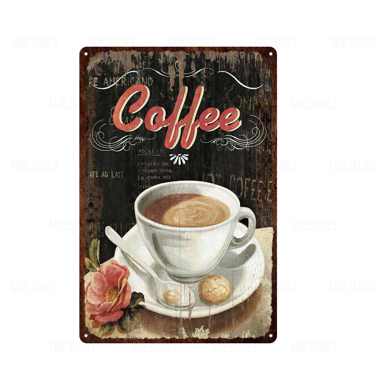 Табличка в виде итальянского кофе металлическая фотообои для шоколада бара