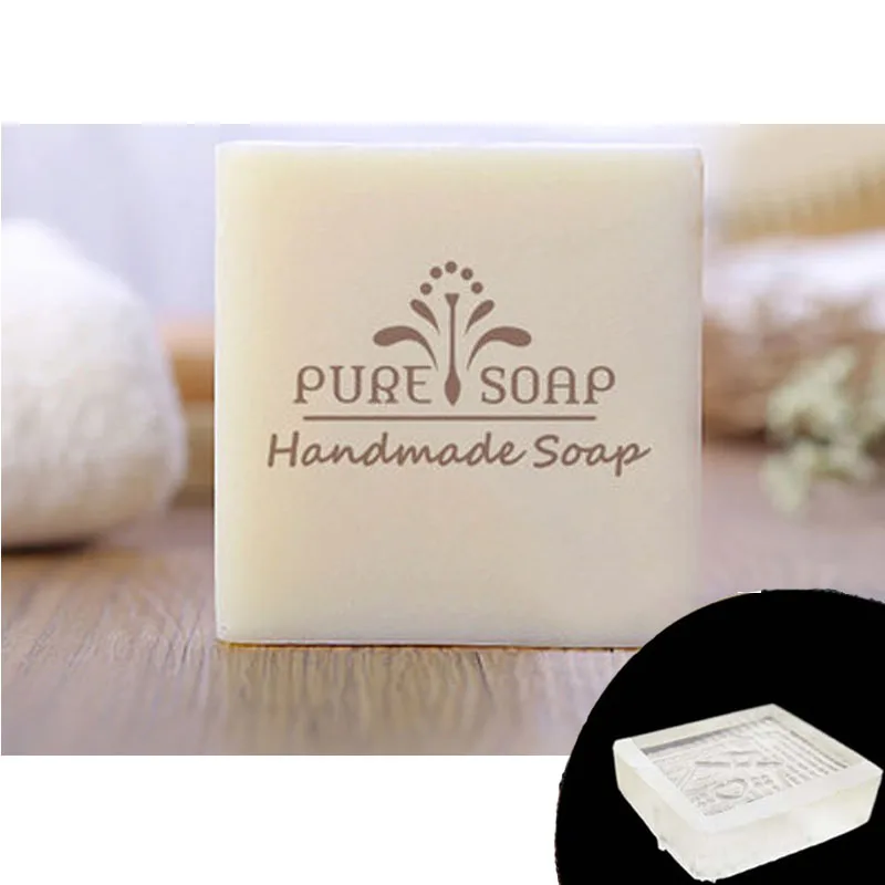 Цветочные листья Мыло ручной работы и буквенный узор прозрачное акриловое