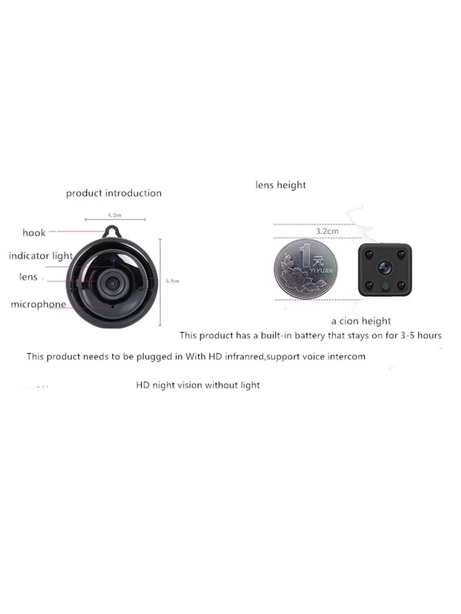 V380 Домашняя безопасность мини wifi 720p ip-камера Беспроводная маленькая cctv инфракрасная камера ночного видения с функцией обнаружения движения Слот для sd-карты аудио приложение