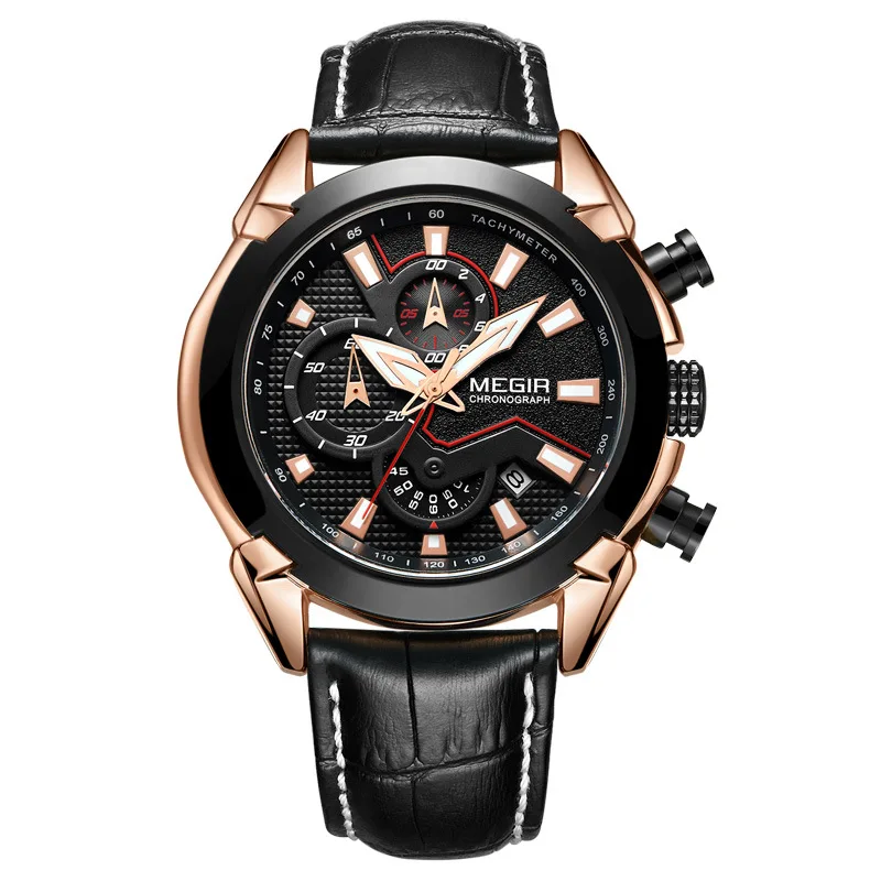 

2020 Men's Watch Fashion Analog Quartz Strap Date Sports Chronograph Waterproof Leather Strap Men's Casual Business Watches