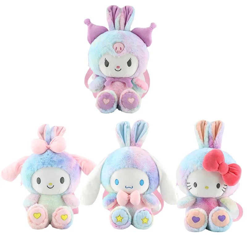 

40Cm Anime My Melody Cinnamoroll Kitty Kuromi Rainbow Plush backpack Plush Doll Pillow Children Plush Soft Stuffed toy Gift