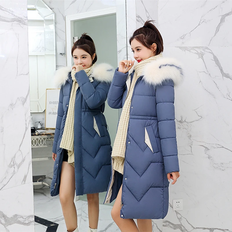 X-Long 2019 New Arrival Fashion Slim Women Winter Jacket Cotton Padded Warm Thicken Ladies Coat Long Coats Parka Womens Jackets