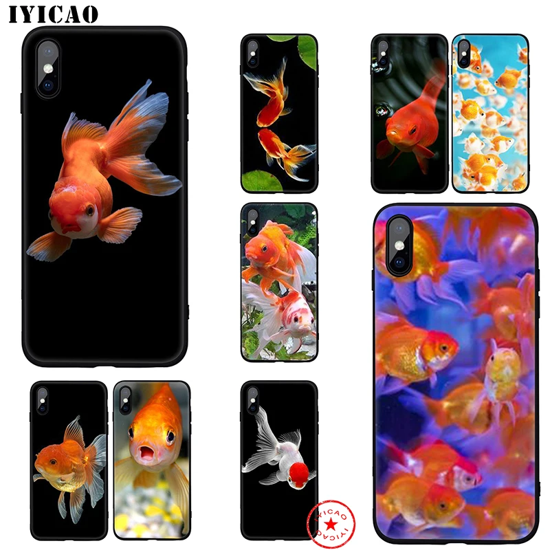 Мягкий чехол IYICAO gold Koi fish для iphone 11 Pro Xr Xs Max 6 6s 7 8 Plus 5 5S Se из силикона TPU |