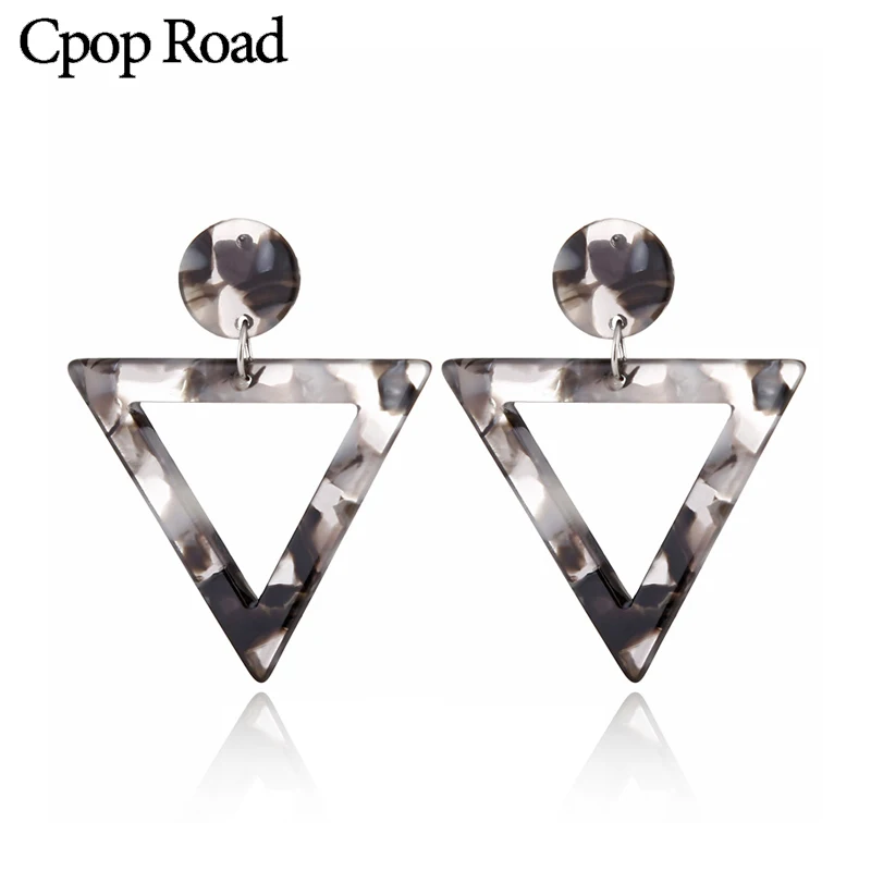 Cpop винтажные геометрические треугольные леопардовые серьги для женщин серые