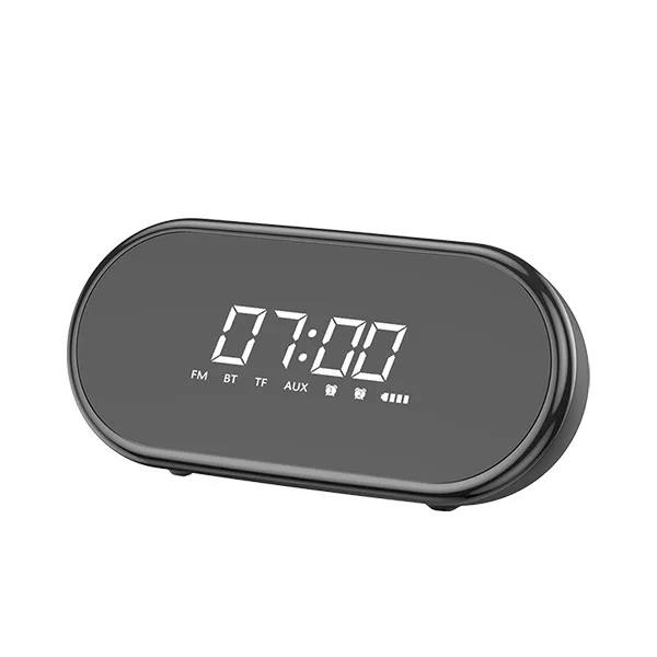 Черный Xiaomi Youpin BASEUS беспроводной Bluetooth динамик бытовой сабвуфер мини звук Будильник зеркало портативное радио 3-D объемное - Цвет: Черный