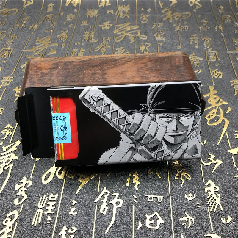 

Aluminium Alloy Portable Automatic Cigarette Case ONE PIECE Roronoa Zoro Cigarettes Holder Metal Box Smoking Accessory Men Gift