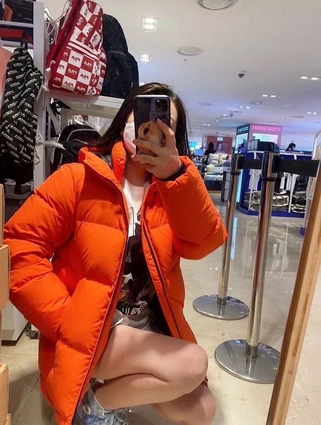 

winter new thickened warm tide women's down jacket couple print large