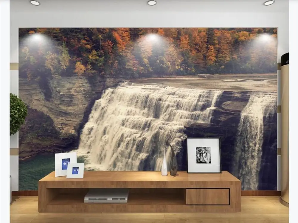 Современный минималистичный пейзаж водопада из джунглей на заказ любого размера