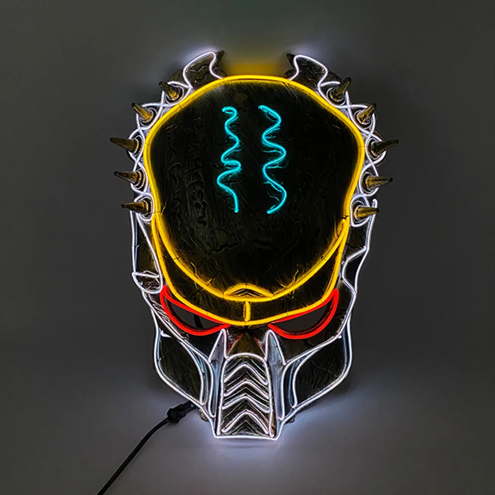 Светящаяся маска на Хэллоуин череп инопланетянина хищник платье для косплея