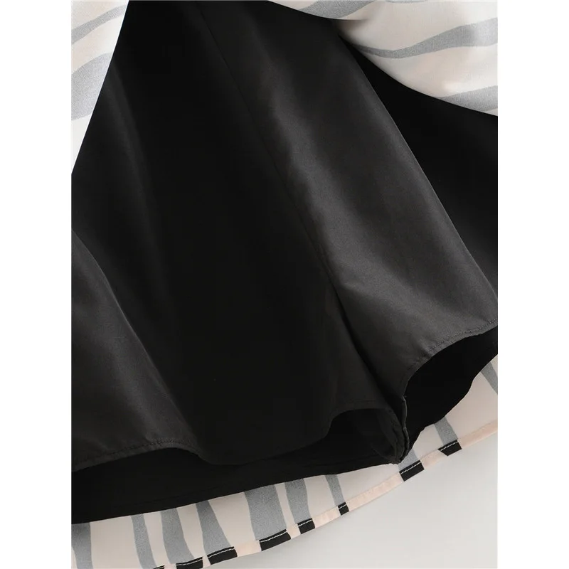 2020 Za Новое повседневное модное женское платье с v образным вырезом в черно белую