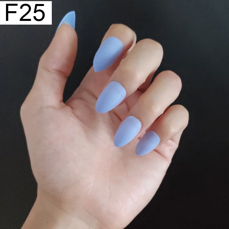 F25 Stiletto x 1PC 24 шт./компл. стилет балерина гроб круглый овальной формы с полным покрытием матовая накладные ногти для ног, мягкая на ощупь, накладные ногти искусственные ногти Нейл Арта, набор - Цвет: F25 Stiletto x 1PC