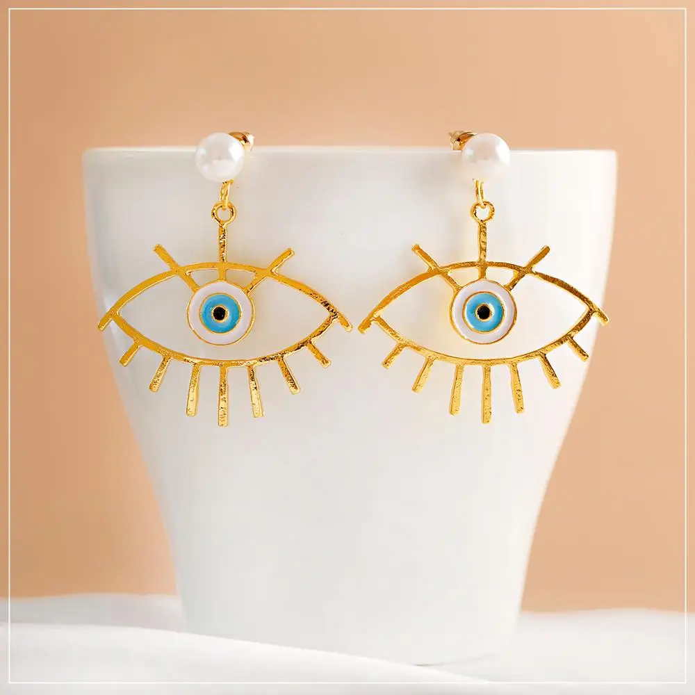 Французские мексиканские модные Висячие серьги для девочек сплав в форме глаза