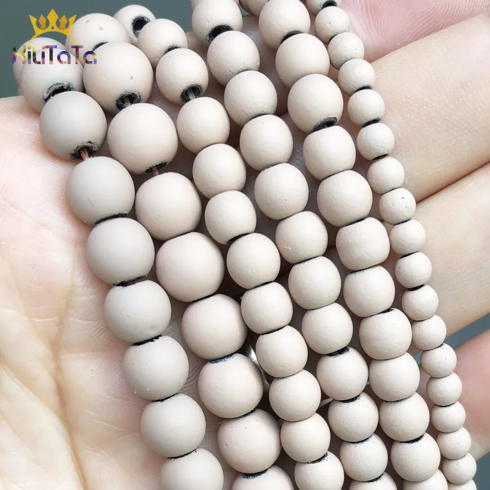 Бусины из натурального камня матовые телесные розовые гематита круглые