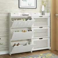 Simple and ultra-thin tipping shoe cabinet household door porch shoe cabinet multi-functional shoe rack assembly to save space
