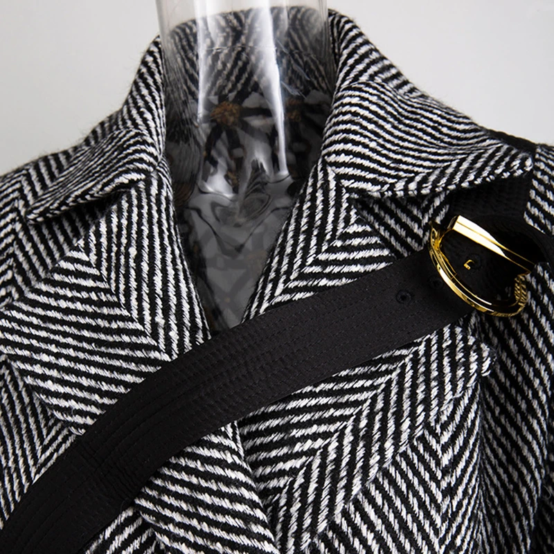 Женский Асимметричный костюм CHICEVER полосатый блейзер с отложным воротником и