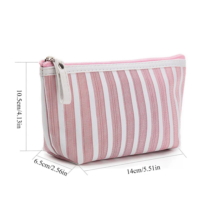 Женская холщовая косметичка полосатая дорожная портативная Сумочка для