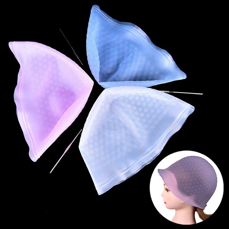 

DIY Hat Hair Color Coloring Reusable Salon Dye Silicone Cap Hair Extension Styling Tool Highlighting Dye Cap Barber Beauty