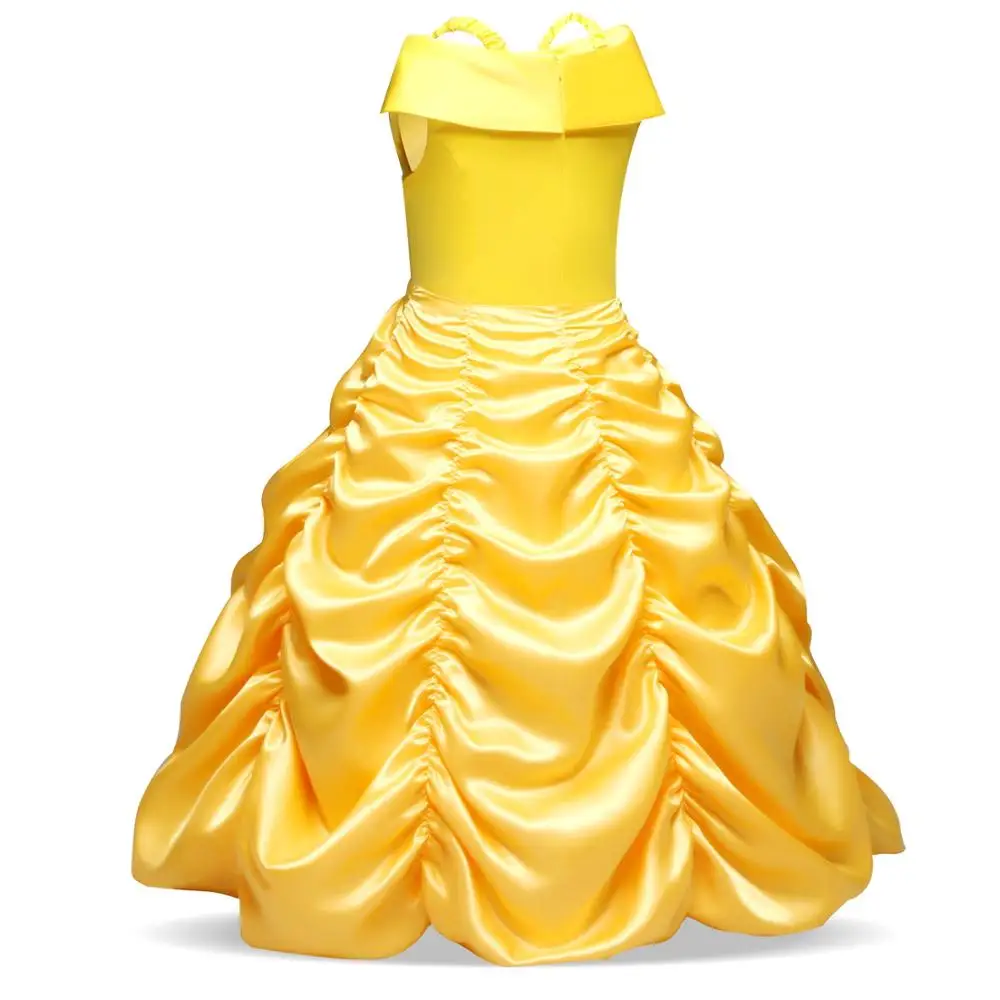 Little Girls Princess Belle Halloween Costume - Long Dress Up Cosplay Costume for Kids - Fancy Party Dresses with Grown Wands and Cloak image 3