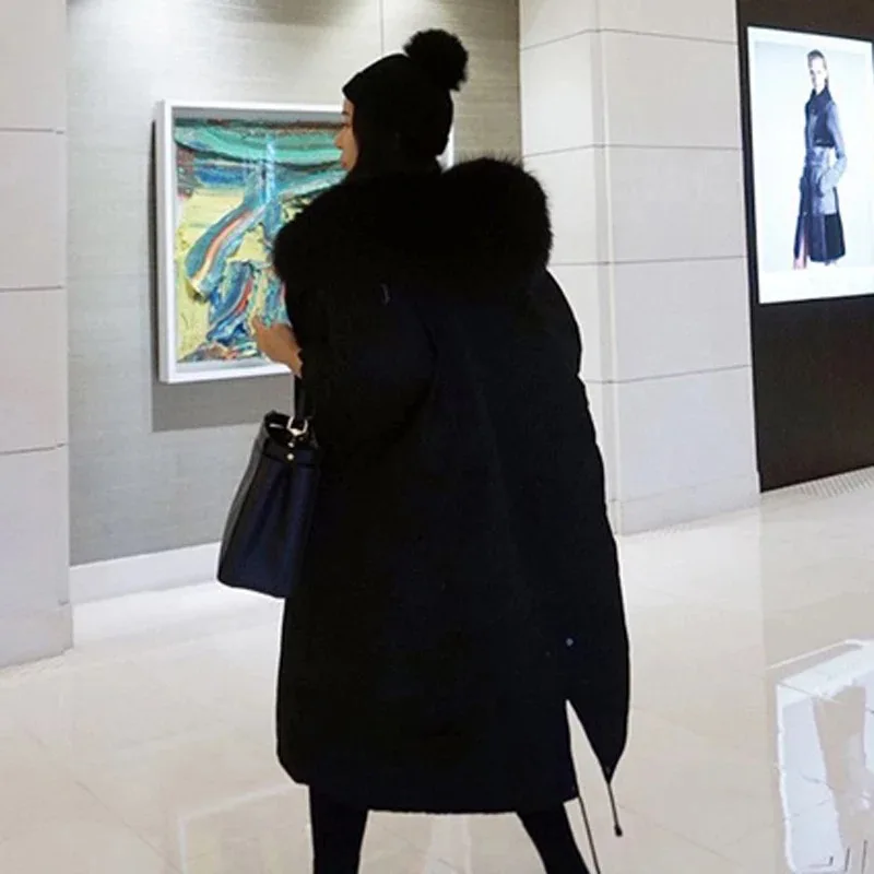 Меховая парка зимняя куртка для женщин пальто с капюшоном большого размера плюс