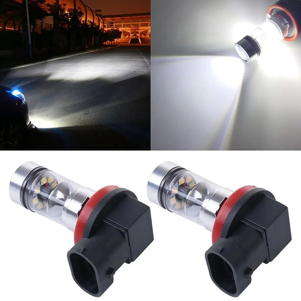 

1 Pair H11 20LED 100W High Power Projector Fog Driving Light Bulbs - White