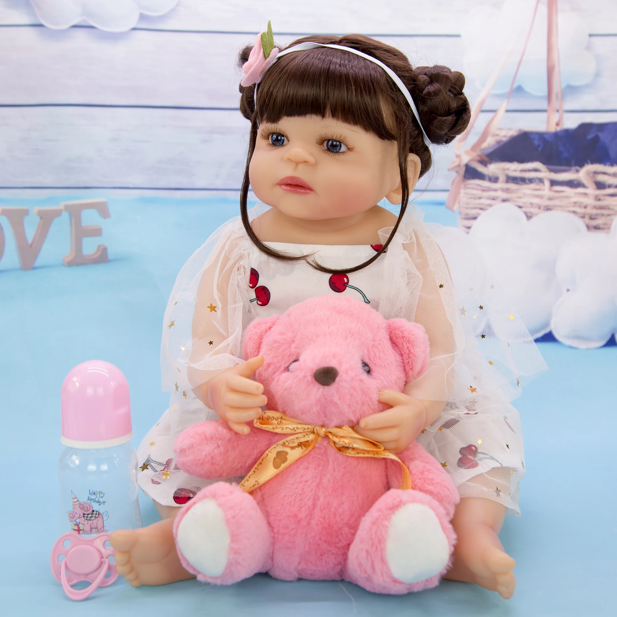 

KEIUMI Dropshipping 55cm Lifelike Reborn Babies Girl Doll Full Silicone Princess Baby Dolls Child Birthday Xmas Gift Toy For Kid