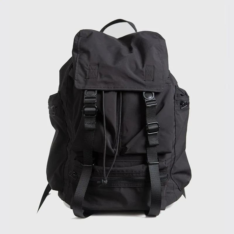 

Black Nylon Waterproof Backpack Drawstring Shoulder Bag Men Travel Backpack Large Capacity Student School Bags MD0195