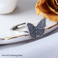 925 sterling silver female fashion circle ring elegant gray butterfly sweet animal jewelry ring for women girl jewelry gift