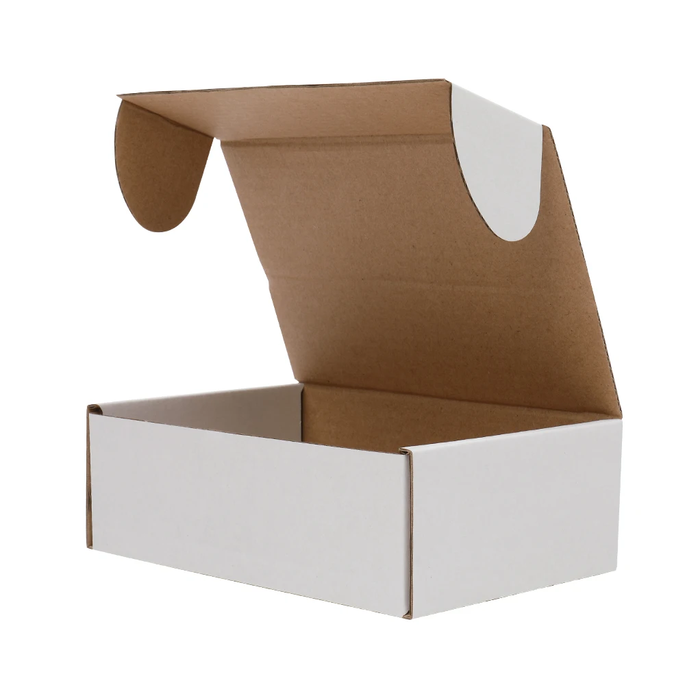 50 cajas de papel corrugado, 6x4x2 "(15,2*10*5cm), blanco exterior y amarillo interior-0