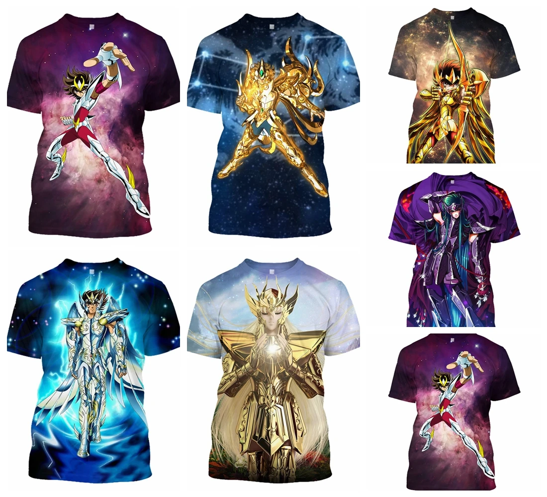 

Футболка мужская летняя с рисунком в стиле аниме Saint Seiya